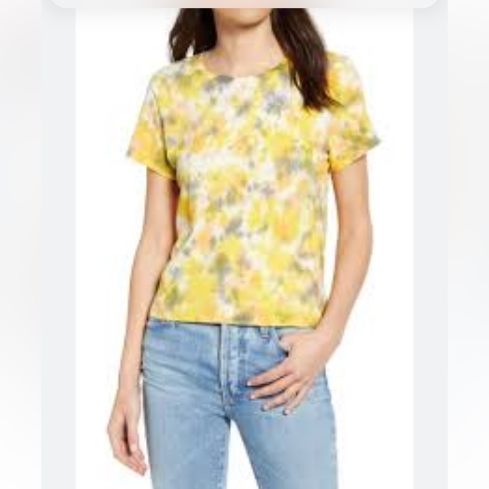 AGOLDE Linda Tie Dye Boxy Tee yellow black white crop relaxed comfortable bright - Picture 2 of 14